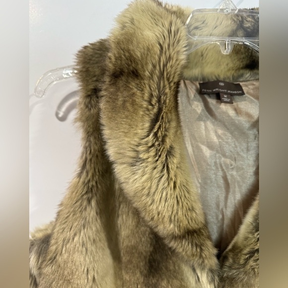 Fenn Wright Manson Vest Faux Fur Collared Cashmere Blend Brown Black Size Medium - Picture 4 of 8
